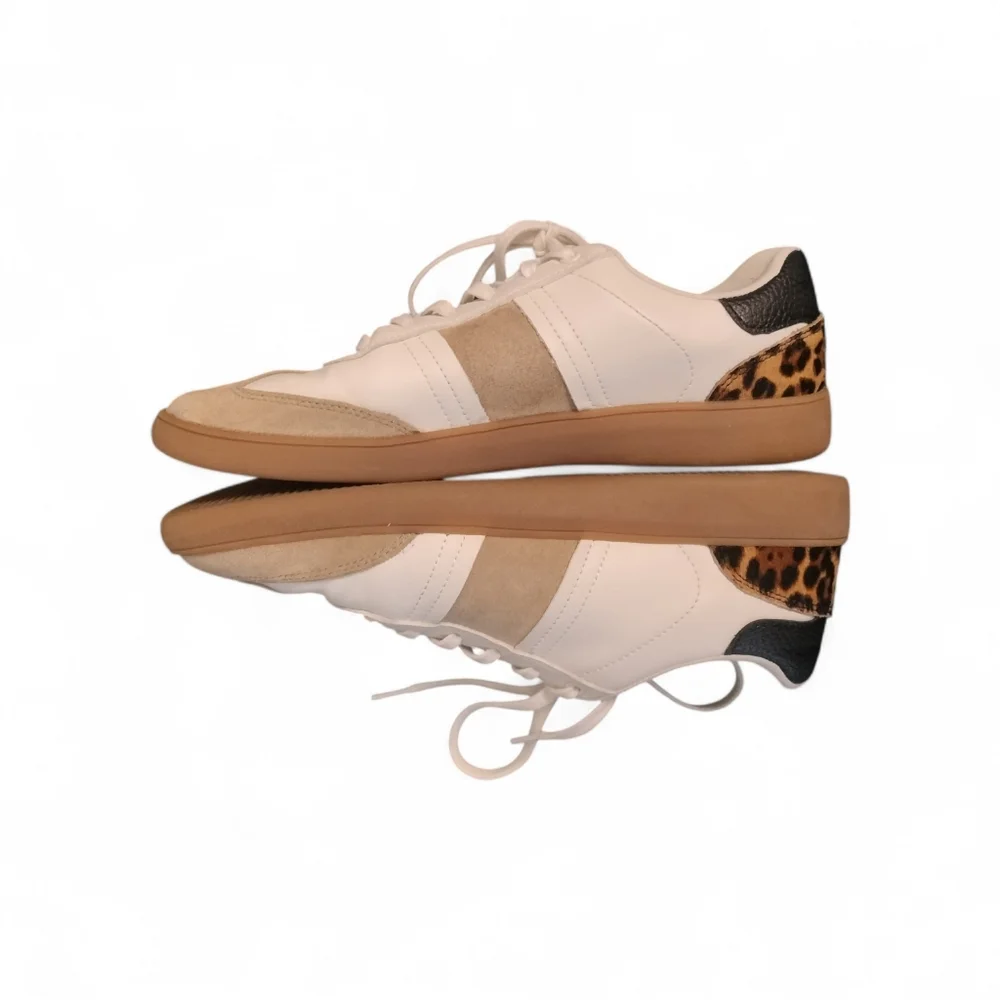 Leopard Print Sneakers Neutral Tan Cream Suede Streetwear Casual Leisure Shoes